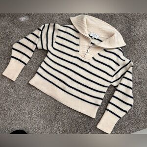 La Ligne Striped Merino Wool Sweater – Size XS Black Striped Cowl Neck Sweater